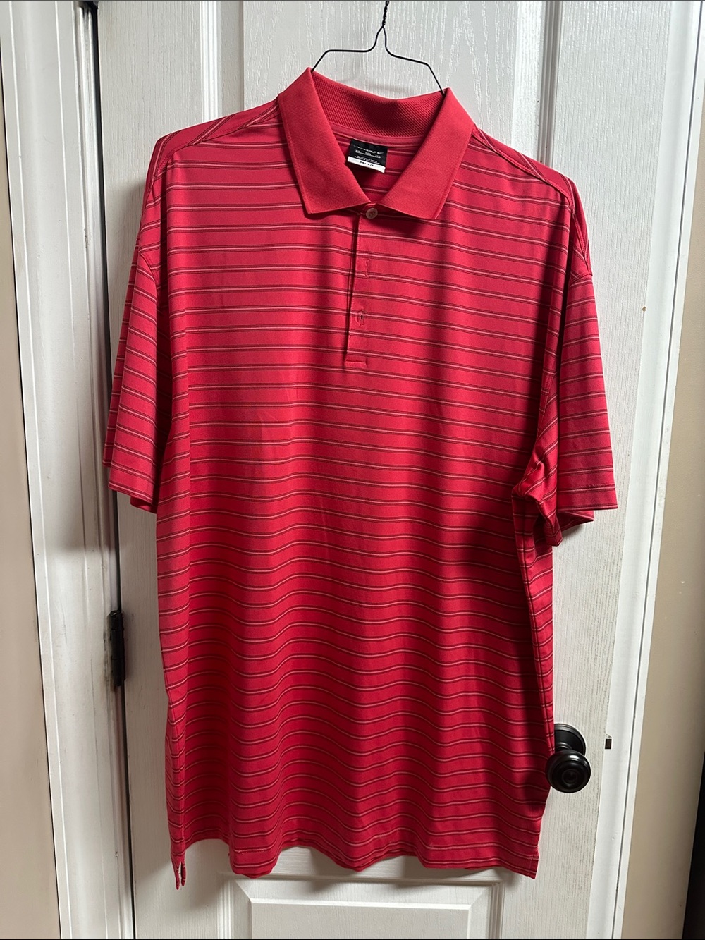 Nike Red Horizontal-Striped Polo Shirt